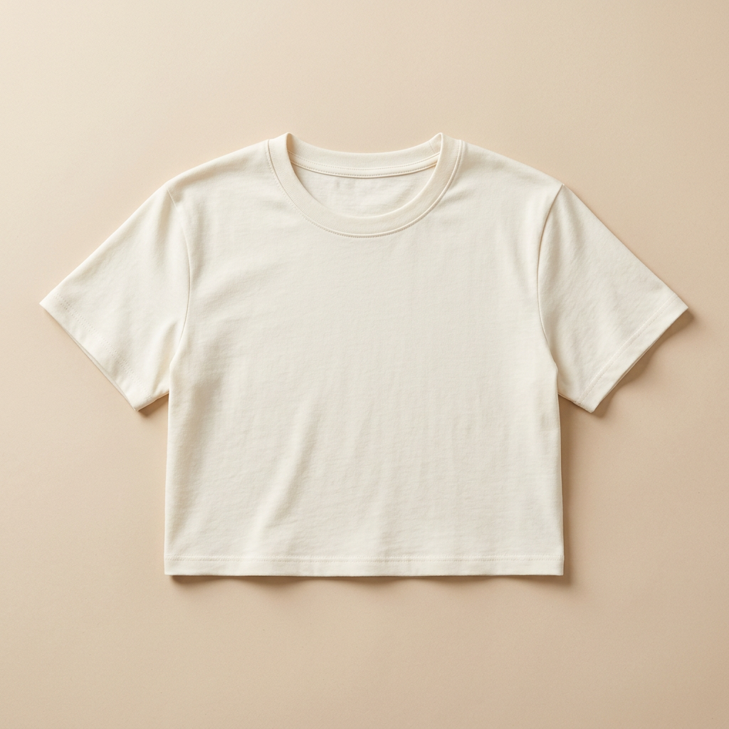 AI-generated concept of an ivory short-sleeve crop top